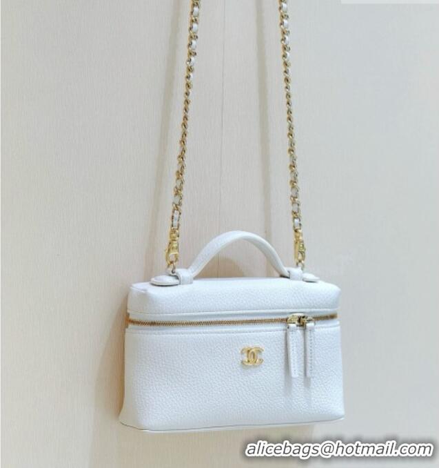 Most Popular Chanel Vanity with Chain in Grained Calfskin AP5346 White 2026 Top Quality