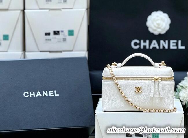 Most Popular Chanel Vanity with Chain in Grained Calfskin AP5346 White 2026 Top Quality