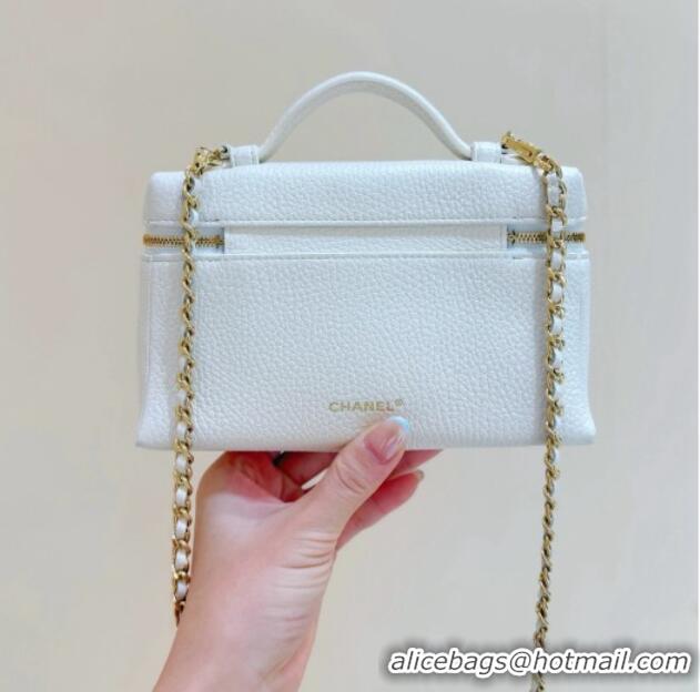 Most Popular Chanel Vanity with Chain in Grained Calfskin AP5346 White 2026 Top Quality