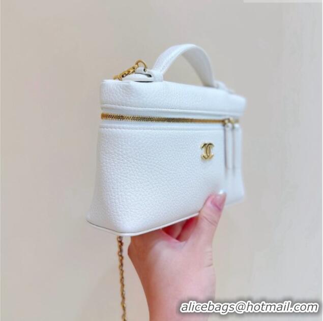 Most Popular Chanel Vanity with Chain in Grained Calfskin AP5346 White 2026 Top Quality