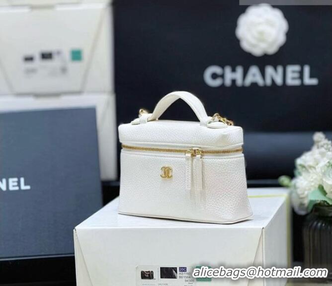 Most Popular Chanel Vanity with Chain in Grained Calfskin AP5346 White 2026 Top Quality