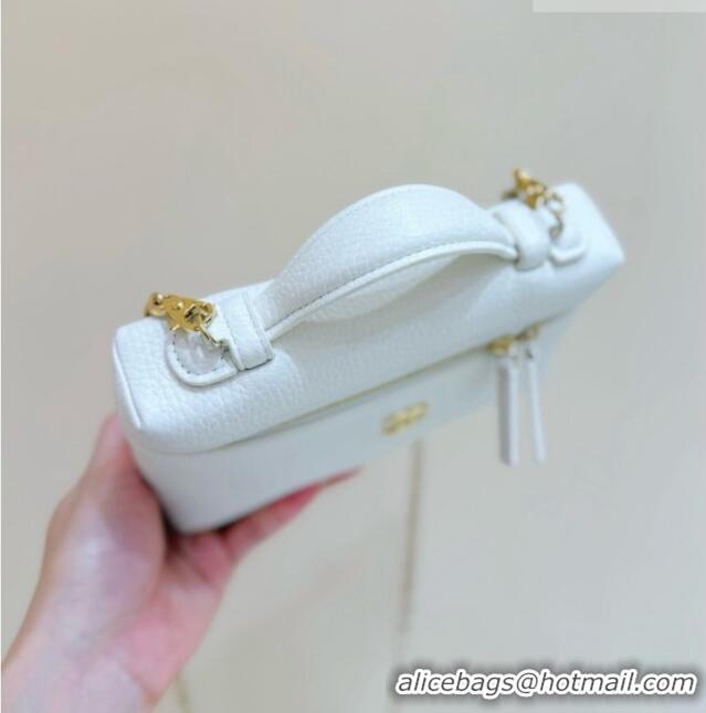 Most Popular Chanel Vanity with Chain in Grained Calfskin AP5346 White 2026 Top Quality