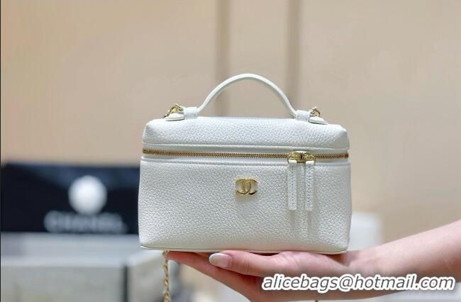 Most Popular Chanel Vanity with Chain in Grained Calfskin AP5346 White 2026 Top Quality