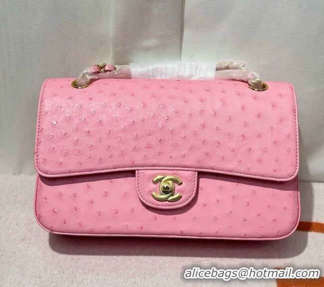 Promotional Chanel Classic Medium Flap Bag in Ostrich Leather CHO0721 Pink 2026