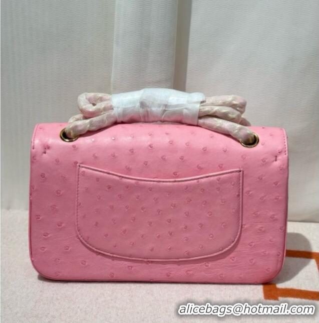 Promotional Chanel Classic Medium Flap Bag in Ostrich Leather CHO0721 Pink 2026