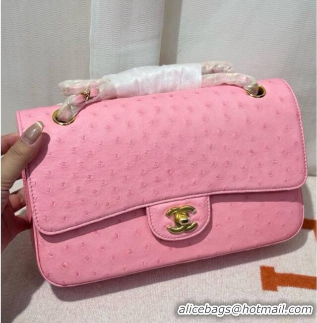 Promotional Chanel Classic Medium Flap Bag in Ostrich Leather CHO0721 Pink 2026