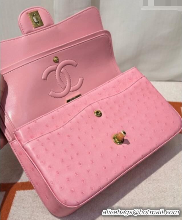 Promotional Chanel Classic Medium Flap Bag in Ostrich Leather CHO0721 Pink 2026