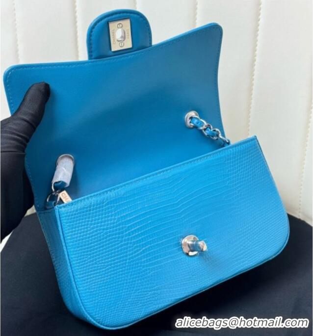 Most Popular Chanel Classic Mini Flap Bag in Lizard Leather CHL0721 Blue 2026