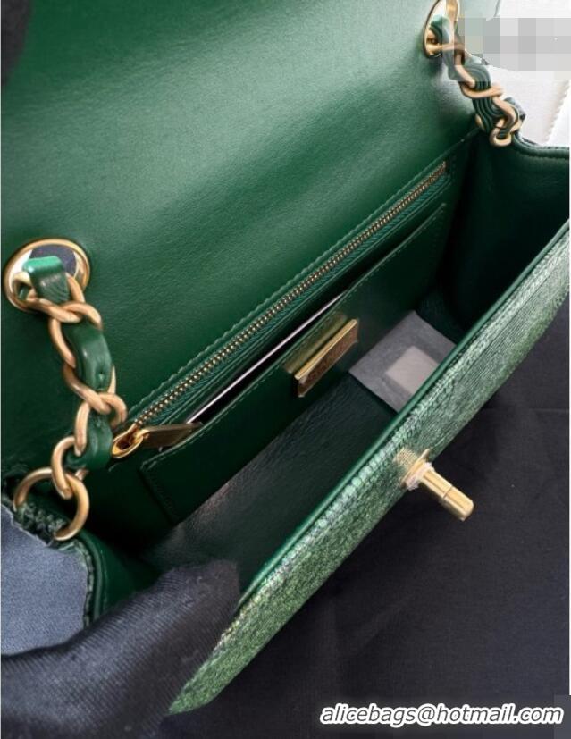 Buy Discount Chanel Classic Mini Flap Bag in Lizard Leather CHL072101 Green 2026