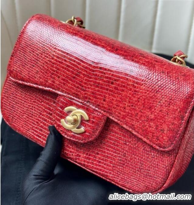 Market Sells Chanel Classic Mini Flap Bag in Lizard Leather CHL0721 Red 2026