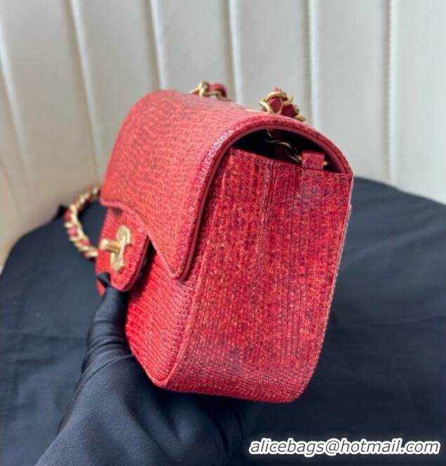 Market Sells Chanel Classic Mini Flap Bag in Lizard Leather CHL0721 Red 2026