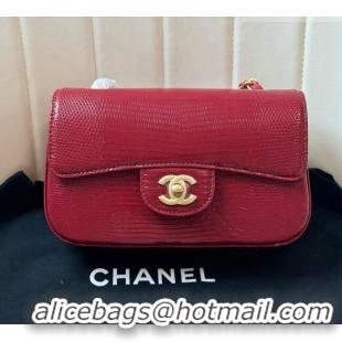 Original Cheap Chanel Classic Mini Flap Bag in Lizard Leather CHL0721 Deep Red 2026