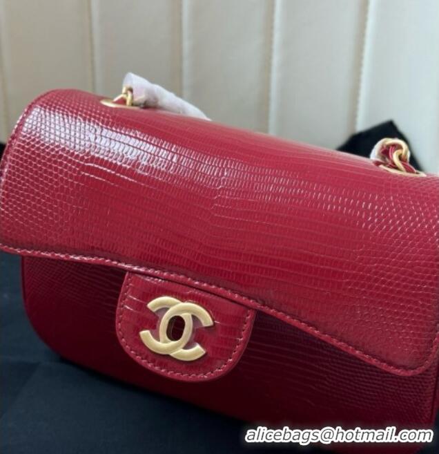Original Cheap Chanel Classic Mini Flap Bag in Lizard Leather CHL0721 Deep Red 2026