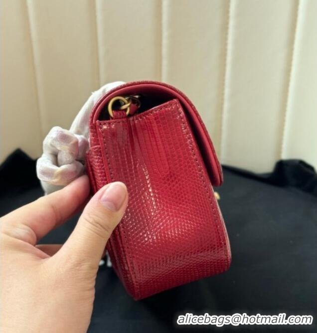 Original Cheap Chanel Classic Mini Flap Bag in Lizard Leather CHL0721 Deep Red 2026