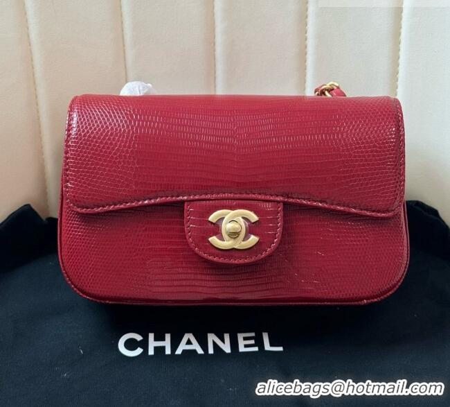 Original Cheap Chanel Classic Mini Flap Bag in Lizard Leather CHL0721 Deep Red 2026