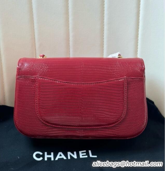 Original Cheap Chanel Classic Mini Flap Bag in Lizard Leather CHL0721 Deep Red 2026