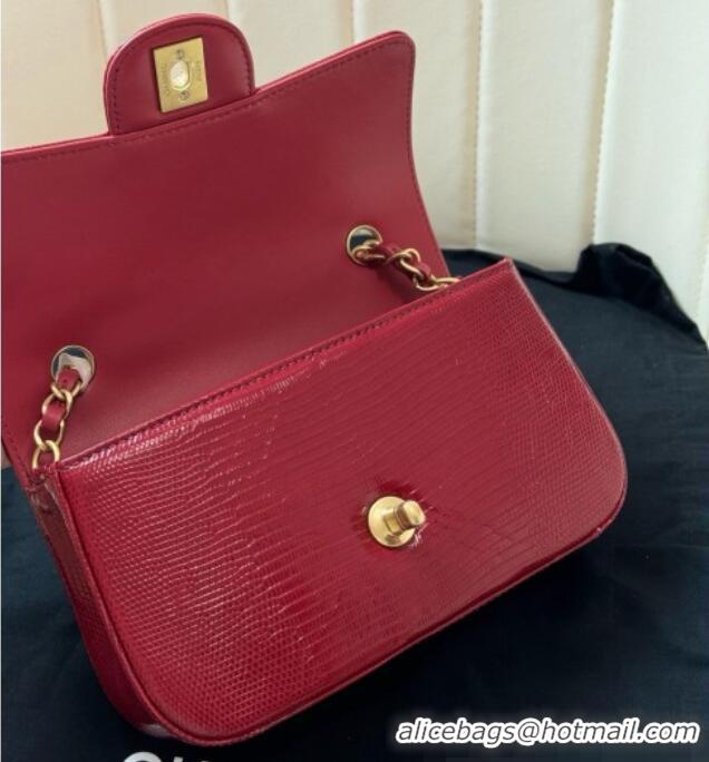 Original Cheap Chanel Classic Mini Flap Bag in Lizard Leather CHL0721 Deep Red 2026