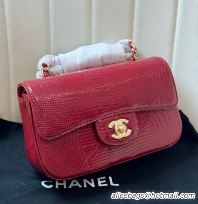 Original Cheap Chanel Classic Mini Flap Bag in Lizard Leather CHL0721 Deep Red 2026