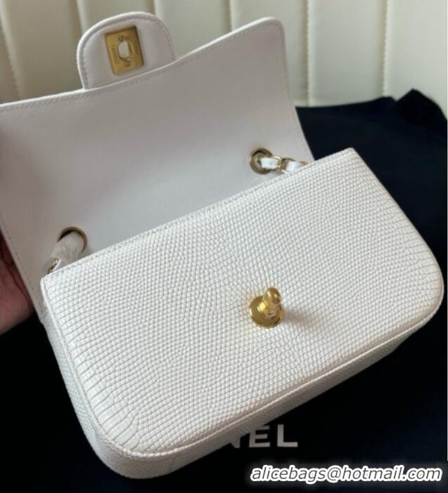 Reasonable Price Chanel Classic Mini Flap Bag in Lizard Leather CHL0721 White 2026