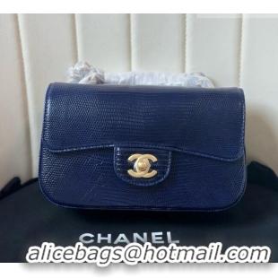 Top Design Chanel Classic Mini Flap Bag in Lizard Leather CHL0721 Deep Blue 2026