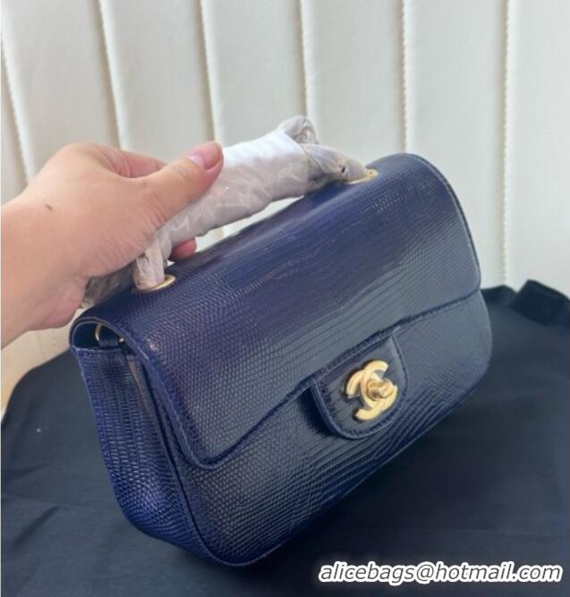 Top Design Chanel Classic Mini Flap Bag in Lizard Leather CHL0721 Deep Blue 2026