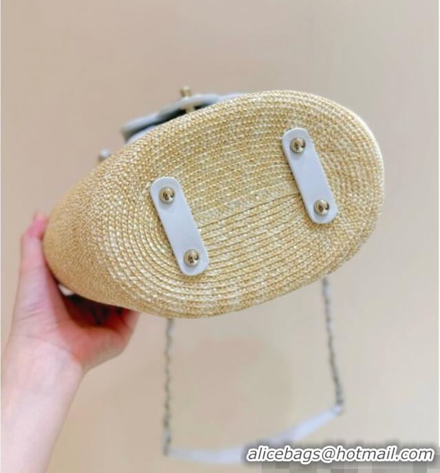 New Cheap Chanel Braided Straw Small Shopping Bag AS5951 Beige/White 2026 Top Quality