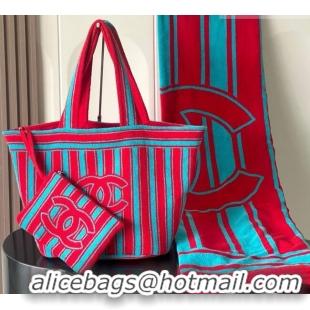 Best Price Chanel Beach Bag and Towel CH081303 Red/Blue 2026