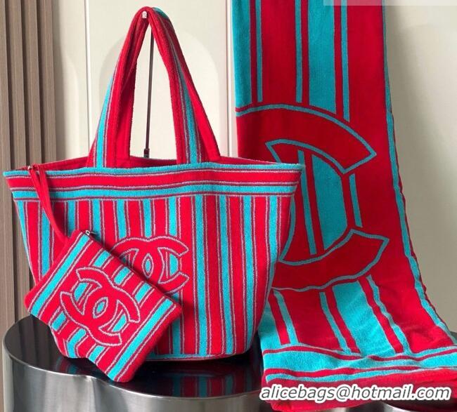 Best Price Chanel Beach Bag and Towel CH081303 Red/Blue 2026