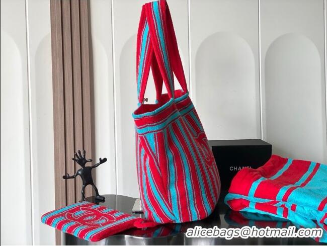 Best Price Chanel Beach Bag and Towel CH081303 Red/Blue 2026