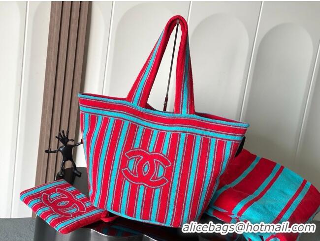 Best Price Chanel Beach Bag and Towel CH081303 Red/Blue 2026