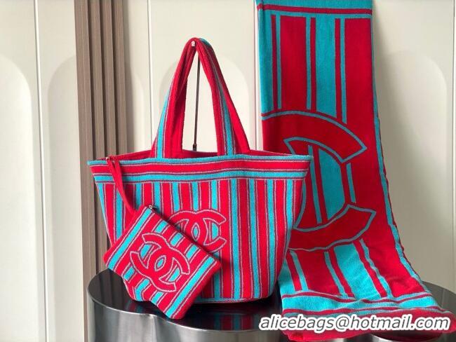 Best Price Chanel Beach Bag and Towel CH081303 Red/Blue 2026