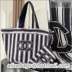 Modern Classic Chanel Beach Bag and Towel 8853 Grey/White 2026