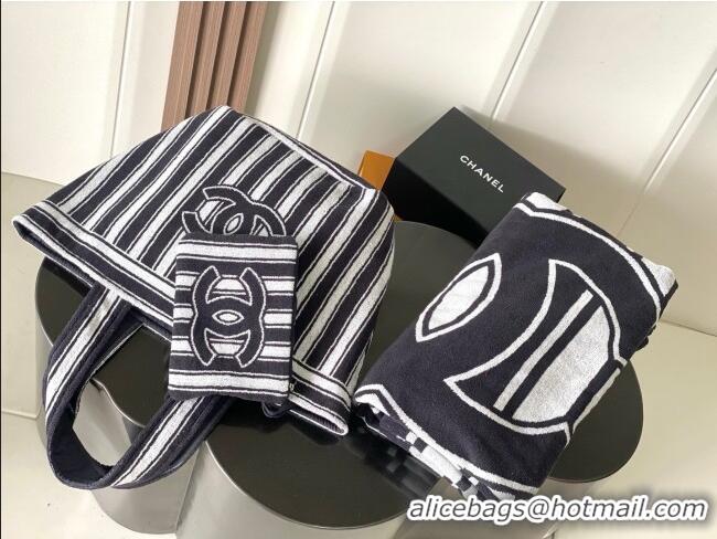 Modern Classic Chanel Beach Bag and Towel 8853 Grey/White 2026