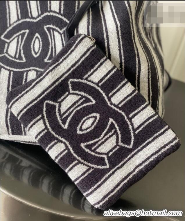 Modern Classic Chanel Beach Bag and Towel 8853 Grey/White 2026