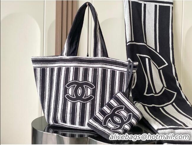 Modern Classic Chanel Beach Bag and Towel 8853 Grey/White 2026