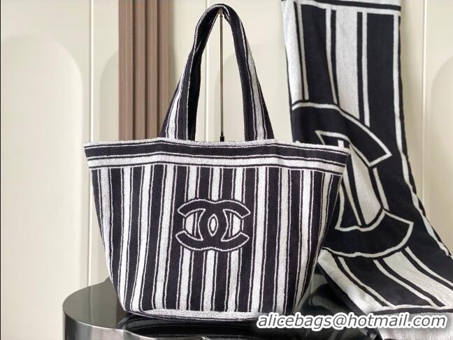 Modern Classic Chanel Beach Bag and Towel 8853 Grey/White 2026