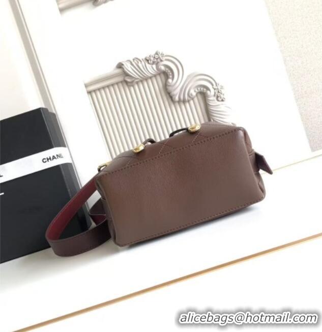 Original Cheap Chanel Quilted Calfskin Mini Bucket Bag AS6537 Dark Brown 2026