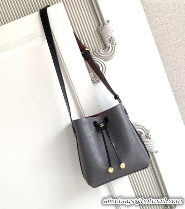 Market Sells Chanel Quilted Calfskin Mini Bucket Bag AS6537 Grey 2026