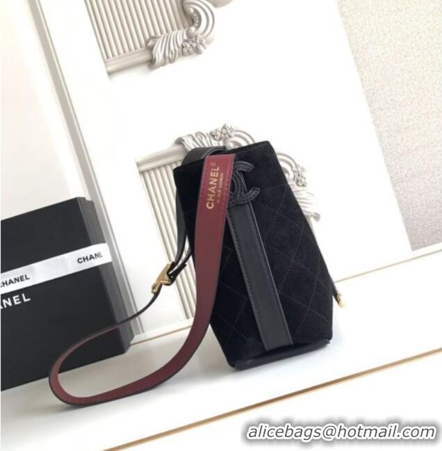 Best Quality Chanel Quilted Suede Mini Bucket Bag AS6537 Black 2026