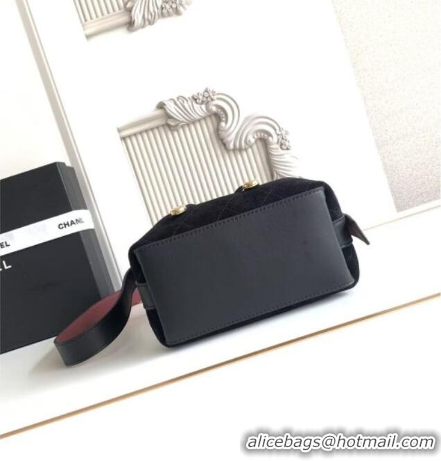 Best Quality Chanel Quilted Suede Mini Bucket Bag AS6537 Black 2026