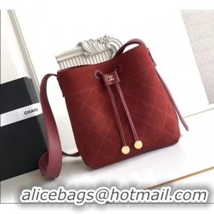 New Fashion Chanel Quilted Calfskin Mini Bucket Bag AS6537 Deep Red 2026