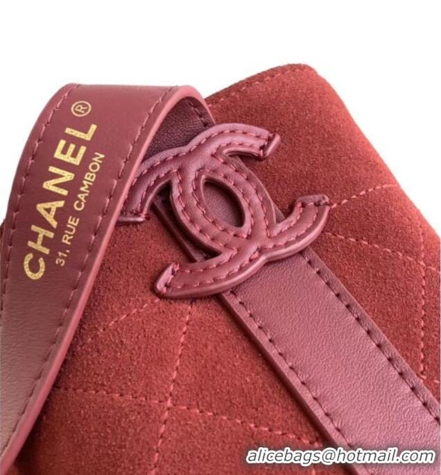 New Fashion Chanel Quilted Calfskin Mini Bucket Bag AS6537 Deep Red 2026