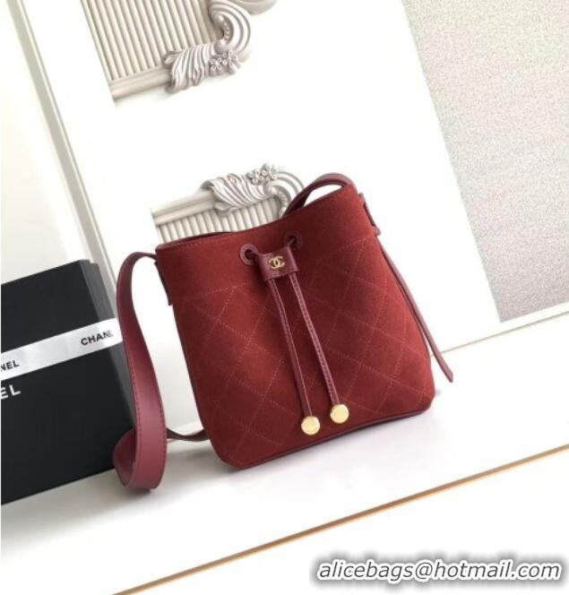 New Fashion Chanel Quilted Calfskin Mini Bucket Bag AS6537 Deep Red 2026
