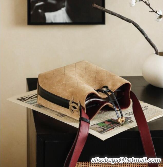 Buy Luxury Chanel Quilted Suede Mini Bucket Bag AS6537 Brown 2026