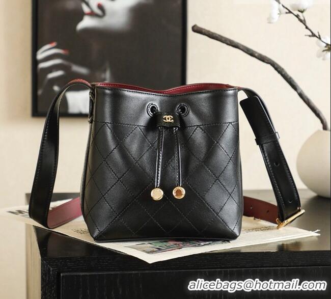 Top Quality Chanel Quilted Calfskin Mini Bucket Bag AS6537 Black 2026