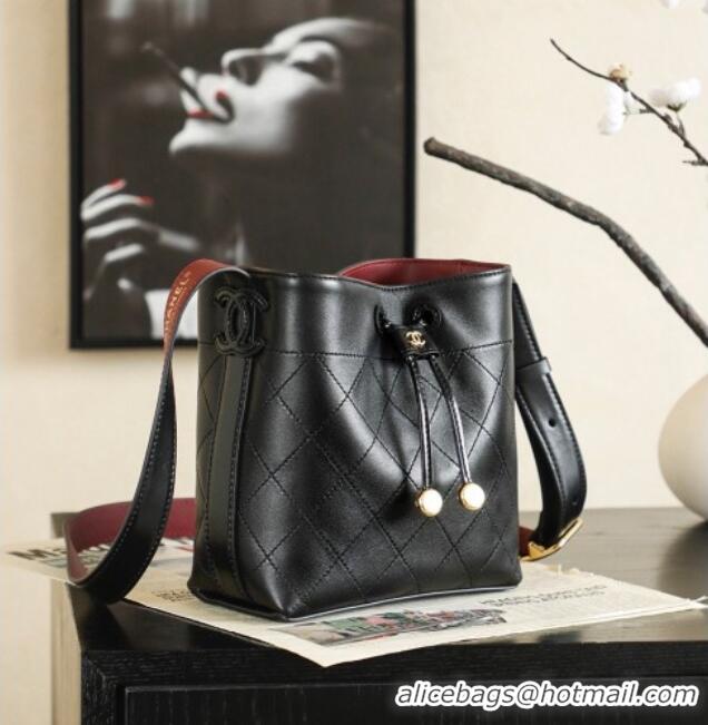 Top Quality Chanel Quilted Calfskin Mini Bucket Bag AS6537 Black 2026