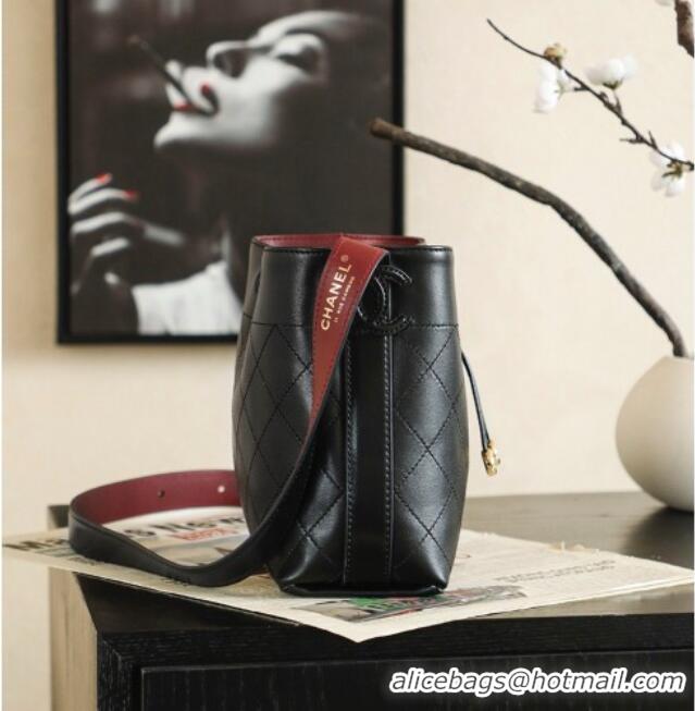 Top Quality Chanel Quilted Calfskin Mini Bucket Bag AS6537 Black 2026