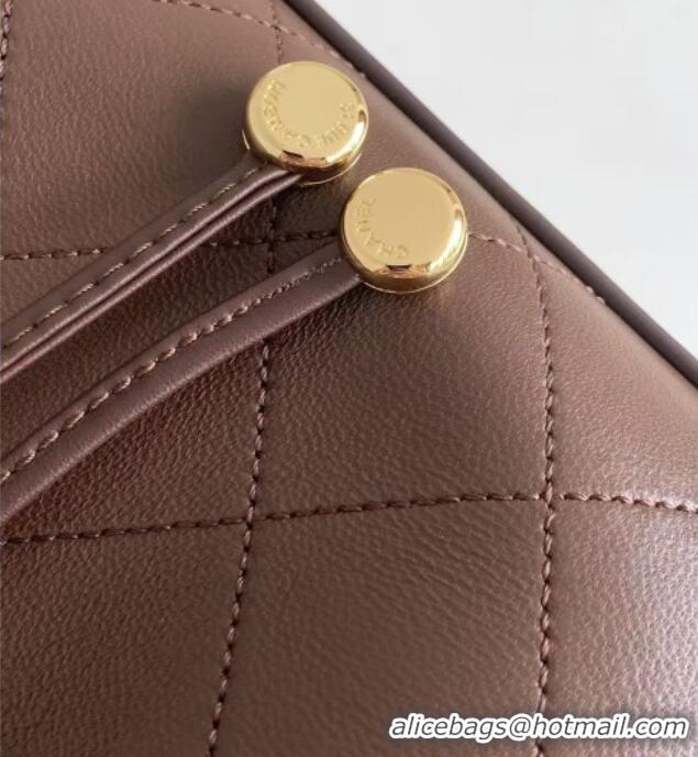 Most Popular Chanel Quilted Calfskin Small Bucket Bag AS6584 Dark Brown 2026
