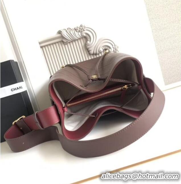 Most Popular Chanel Quilted Calfskin Small Bucket Bag AS6584 Dark Brown 2026