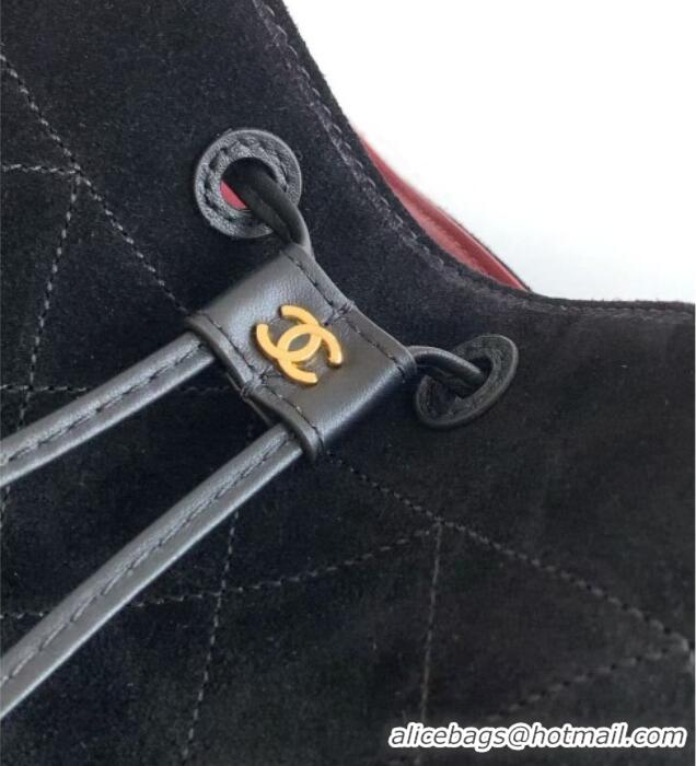New Release Creation Chanel Quilted Suede Small Bucket Bag AS6584 Black 2026
